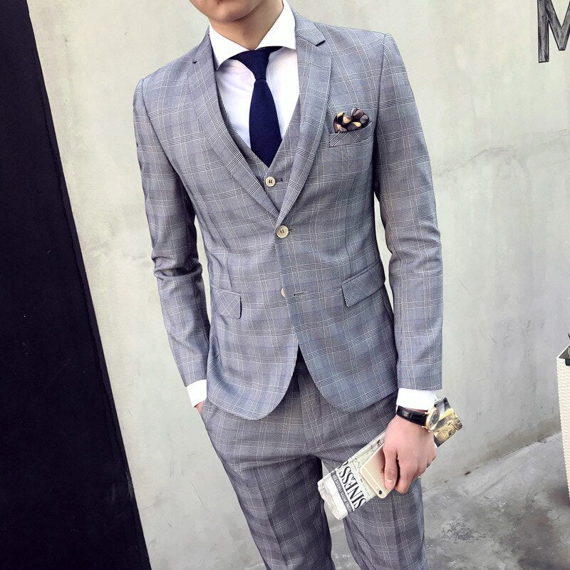 Costume Homme 3 Pièces veste deux boutons une fonte coupe ajustée - MS