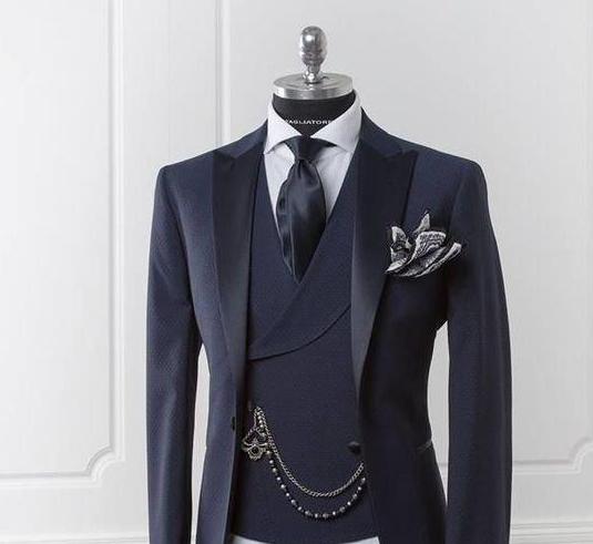 3 Pièces Costume De Mariage  Homme Coupe Sport Veste Ajustée  Un Bouton Une Fonte Gilet Croisé - MS